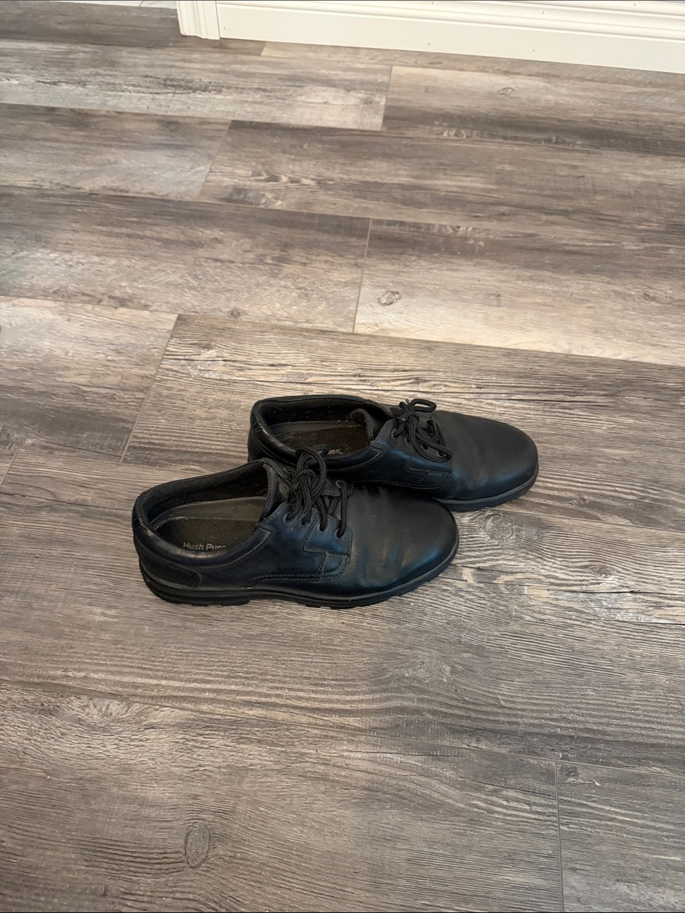 Hush Puppies Black Men's Lace-Up Leather Shoes